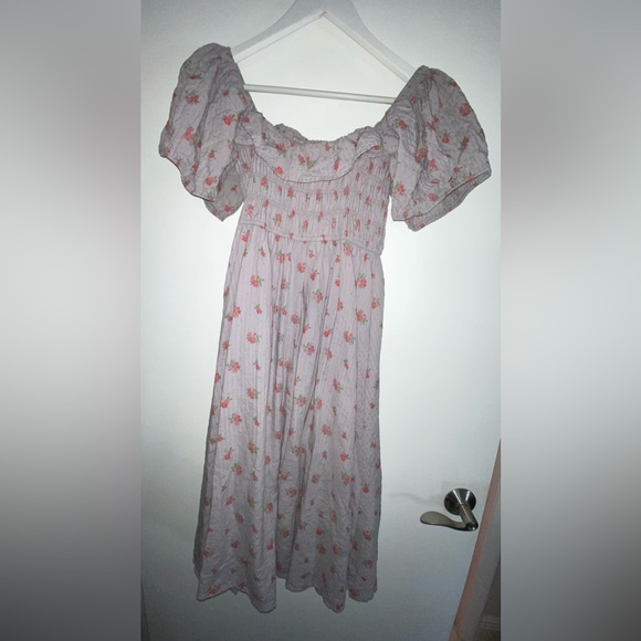 R.Vivimos Puff Sleeve Ruffles Square Neckline Floral Bridgerton Romantic Dress M - Picture 7 of 12